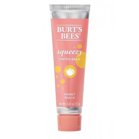 Burt's Bees Natural Squeezy Tinted Lip Balm, Sweet Peach 12g Ounce Squeeze Tube - Picture 1 of 3